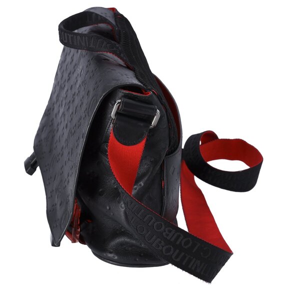 Christian Louboutin Rubyclick Messenger Shoulder Bag Black Red Leather - Picture 3 of 8